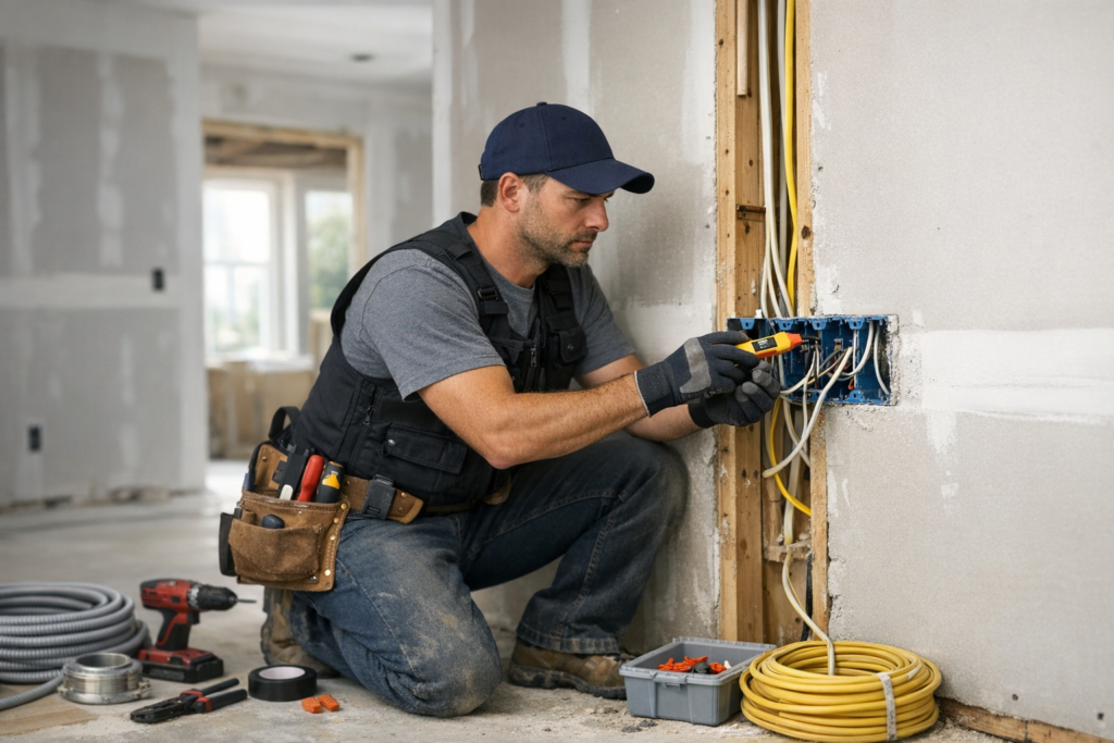 Electrician preventing home renovation electrical mistakes during a remodel